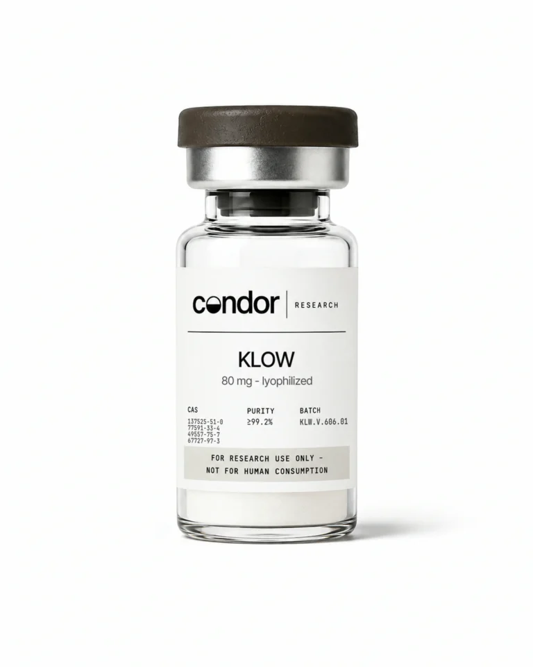 KLOW [GHK-Cu 50mg + BPC-157 10mg + TB-500 10mg + KPV 10mg] 80 mg — research-use-only vial | Condor Research