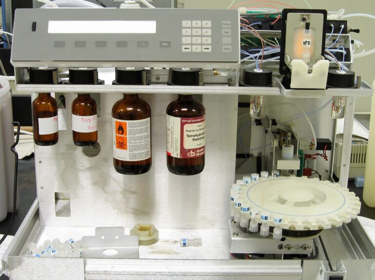 An automated peptide synthesizer, the core instrument of industrial peptide manufacturing
